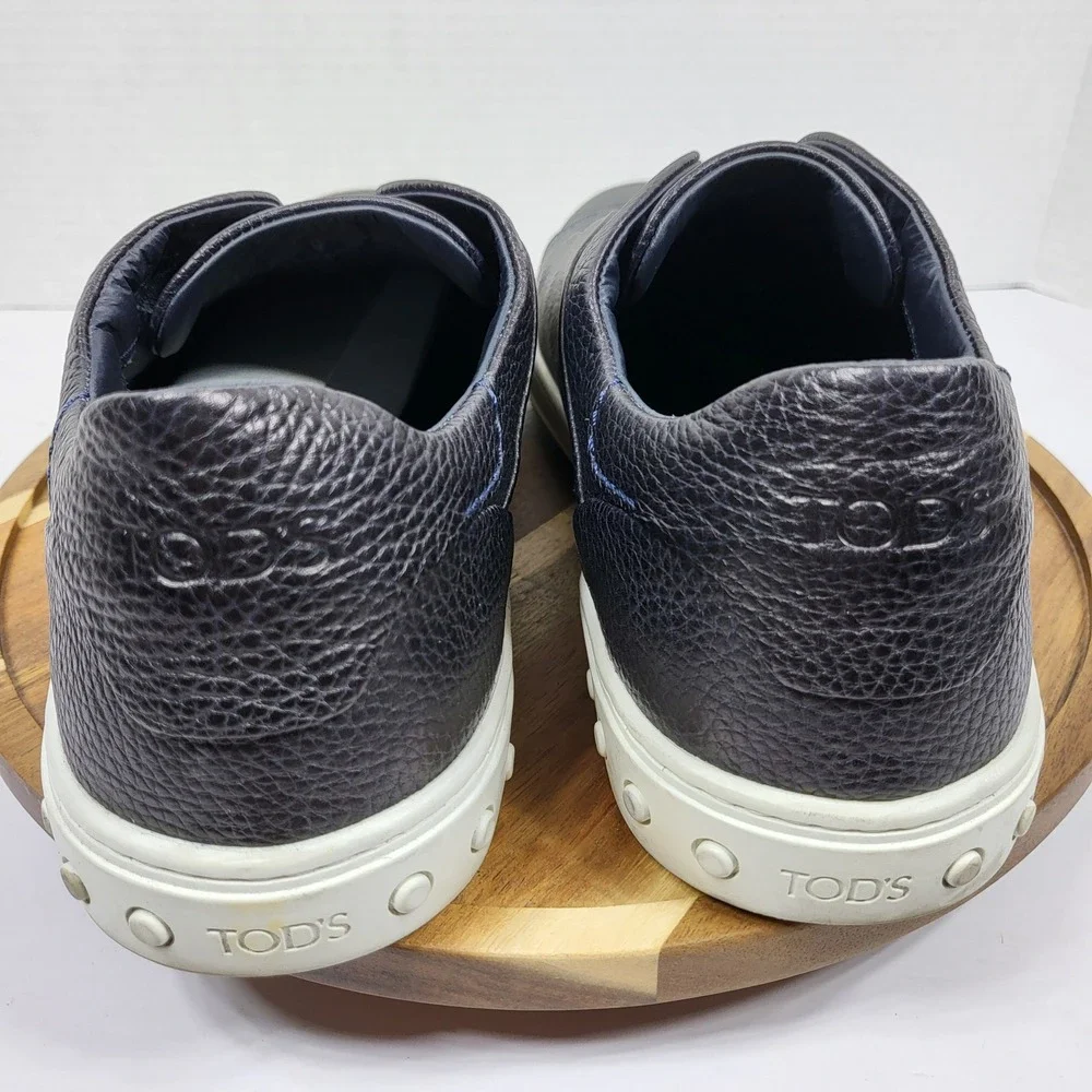 Tod's Mens Black Grained Pebbled Leather Slip-On Sneakers Gommino Pebbles UK 9‎